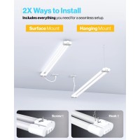 Sunco 12 Pack Linkable Led Utility Shop Light 4500 Lm 6000K Daylight Deluxe 4 Ft 48 Inch Integrated Fixture For Garage 40W