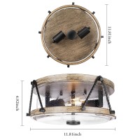 Rosient Flush Mount Ceiling Light Fixture Brown Farmhouse Ceiling Lamp With Seeded Glass Shade Multipurpose 12 Inch Light Fix