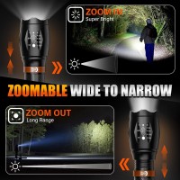 2 Pack Led Flashlights High Lumens With 6 Aaa Batteries 5 Modes Mini Waterproof Tactical Flashlight For Camping Hiking Bright