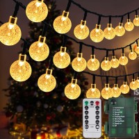 80Led 33Ft Crystal Globe Battery Operated Christmas String Lights Indoor Outdoor, Waterproof Green Wire Hanging Lights With Remote, Christmas Fairy Lights For Tree Christmas Decoration(Warm White)