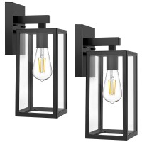 Maxvolador Outdoor Wall Sconce, Exterior Waterproof Wall Lantern Light Fixture, Dark Chocolate Anti-Rust Porch Light With Toughened Glass Shade, E26 Socket Front Door Wall Mount Lamp,2 Pack