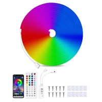 Inextstation Rgb Neon Led Strip Lights, 16.4 Ft Color Changing Flexible Rope Lights, Control With App & Remote, Ip65 Waterproof, Music Sync Neon Light Strip For Bedroom Party Decor (No Power Adaptor)