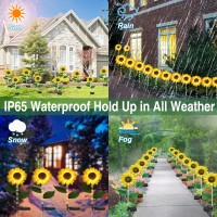 Tynled 6 Pack Sunflower Solar Garden Lights Outdoor Solar Flowers Outdoor Waterproof Solar Garden Decor For Outside Patio Yard