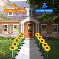 Tynled 6 Pack Sunflower Solar Garden Lights Outdoor Solar Flowers Outdoor Waterproof Solar Garden Decor For Outside Patio Yard