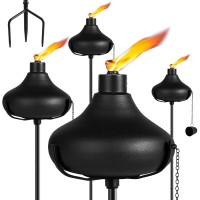 Fan-Torches 24.5 Oz Home Garden Torch Set Of 4, Outdoor Metal Torch Garden D