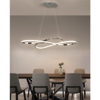 Dzqh-Qin Led Pendant Lights For Dining Room Kitchen Over Island Hanging Lighting, Modern S Styl Design Hanging Lamps Living Room Dining Table Chandelier (Plated Chrome)