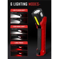 Anhay Rechargeable Work Light 1200 Lumens Magnetic Work Light With 160 Rotating Swivel Head Led Work Light 6 Lighting Modes M