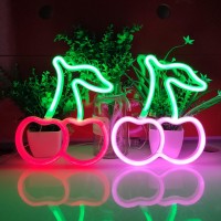 Jywj Cherry Neon Sign Usb Or 3Aa Battery Powered Neon Light Led Table Decoration Bedroom Wall Decoration Birthday Gift Wedding