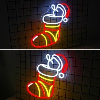 Horseneon Christmas Socks Neon Led Sign Christmas Neon Signs For Wall Decor Christmas Neon Light Sign With Usb Powered For Chr