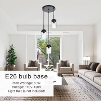 Melucee 3Light Farmhouse Black Pendant Lights Kitchen Island Modern Light Fixtures Ceiling Hanging With Clear Glass Shade Clus