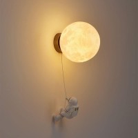 Moorsa Creative Astronaut Wall Lamp Decor Planet 3D Print Lampshade Led Wall Light Bedroom Bedside Children'S Room Wall Sconce For Living Room Study Corridor Dining Room Balcony (Color : 25Cm)