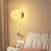 Moorsa Creative Astronaut Wall Lamp Decor Planet 3D Print Lampshade Led Wall Light Bedroom Bedside Children'S Room Wall Sconce For Living Room Study Corridor Dining Room Balcony (Color : 25Cm)