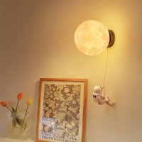 Moorsa Creative Astronaut Wall Lamp Decor Planet 3D Print Lampshade Led Wall Light Bedroom Bedside Children'S Room Wall Sconce For Living Room Study Corridor Dining Room Balcony (Color : 25Cm)