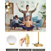 Lightdot 60In Dimmable Brightness Adjustable Gold Floor Lamp Mid Century Standing Lamps With 3 Globe Soft Warm White Eye Care