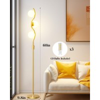 Lightdot 60In Dimmable Brightness Adjustable Gold Floor Lamp Mid Century Standing Lamps With 3 Globe Soft Warm White Eye Care