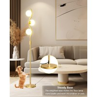 Lightdot 60In Dimmable Brightness Adjustable Gold Floor Lamp Mid Century Standing Lamps With 3 Globe Soft Warm White Eye Care