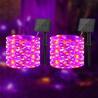 Bolweo Halloween Solar Fairy Lights Outdoor, Orange And Purple String Lights 39.4Ft 120 Led, Ip65 Waterproof Solar Outdoor Lights Backyard Deck Fence Patio Decor Diwali Halloween Decorations