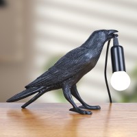 Sxzcyx Crow Lamp Raven Light Raven Table Lamps Crow Desk Lamp Resin Bird Light Lamp With Bulb Unique Black Raven Crow Decor Ta