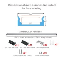 Besseto 10Pack 66Ft2M Black Led Aluminum Channel Led Strip Light Diffuser Aluminum Channel Profile Housing Extrusion For Under