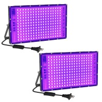 Elwoks 150W Led Black Light 2 Pack Black Lights For Glow Party Ultra Thin Black Lights Flood Lights With Onoff Switch Glow I