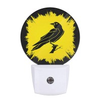 Ekobla Raven Led Night Light Crow Black Bird On Branch Halloween Dusk To Dawn Night Lamp Auto Sensor For Home Indoor Bathroom Ha