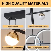 Oranoor Modern Led Pendant Lights Dimmable 39In Linear Wave Led Chandelier Lighting Black Gold Dining Room Hanging Light Fix