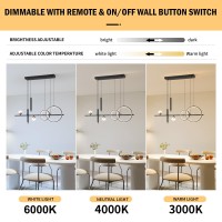 Oranoor Modern Led Pendant Lights Dimmable 39In Linear Wave Led Chandelier Lighting Black Gold Dining Room Hanging Light Fix