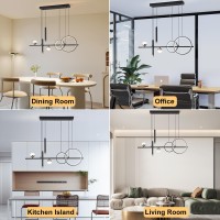 Oranoor Modern Led Pendant Lights Dimmable 39In Linear Wave Led Chandelier Lighting Black Gold Dining Room Hanging Light Fix