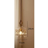 Tiyeta Led Crystal Pendant Lighting Vintage Brass Hanging Lamp With Glass Shade Crystal Raindrop Ceiling Pendant Light Fixture For Bedroom Kitchen Island Dining Room,Gold,Small