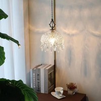 Tiyeta Led Crystal Pendant Lighting Vintage Brass Hanging Lamp With Glass Shade Crystal Raindrop Ceiling Pendant Light Fixture For Bedroom Kitchen Island Dining Room,Gold,Small