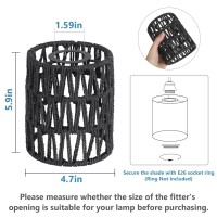 4 Pack Rattan Lamp Shade Small Boho Lamp Shades Replacement 59In Height 5In Diameter 153In Fitter Black Ceiling Light Cov