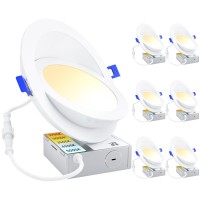 Ensenior 6 Pack 6 Inch Led Eyeball Recessed Lighting 36090 Rotatable And 2700K5000K Selectable Dimmable Gimbal Recessed Ligh