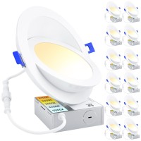 Ensenior 12 Pack 6 Inch Led Eyeball Recessed Lighting 36090 Rotatable And 2700K5000K Selectable Dimmable Gimbal Recessed Lig