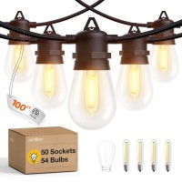 Addlon 100Ft2Pack50Ft Led Outdoor String Lights With 50 Edison Vintage Shatterproof Bulbs Commercial Grade Patio Lights Ip