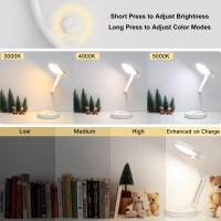 Boncoo Rechargeable Lamp Cute Bear Battery Operated Desk Lamp Portable Foldable Led Cordless Lamp Dimmable With 3 Color Mode