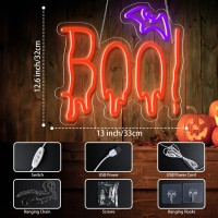 Halloween Neon Sign Orange Purple Boo Bat Neon Light Up Sign For Halloween Party Decorations Dimmable Neon Halloween Led Sign