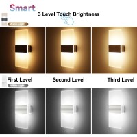 Felrelwel Modern Wall Sconces Rechargeable Usb Battery Operated 2 Pcs Acrylic Led Wall Lamp For Living Room Bedroom Hallway Thre