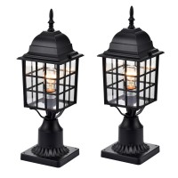 Ashop Outdoor Post Light Fixture Black Outdoor Pier Mount Light Fixture 2 Pack Outdoor Light Post Outdoor Post Lantern Outdoor Light For Post Aluminum