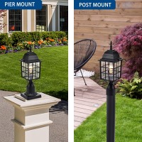 Ashop Outdoor Post Light Fixture Black Outdoor Pier Mount Light Fixture 2 Pack Outdoor Light Post Outdoor Post Lantern Outdoor Light For Post Aluminum