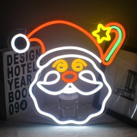 Lucunstar Merry Christmas Neon Sign Santa Led Sign Claus Star Neon Lights Christmas Neon Signs For Wall Decor Usb Powered Switch Light Up Sign For Bedroom Living Room Christmas Party Decortion