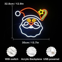 Lucunstar Merry Christmas Neon Sign Santa Led Sign Claus Star Neon Lights Christmas Neon Signs For Wall Decor Usb Powered Switch Light Up Sign For Bedroom Living Room Christmas Party Decortion