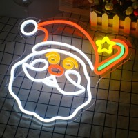 Lucunstar Merry Christmas Neon Sign Santa Led Sign Claus Star Neon Lights Christmas Neon Signs For Wall Decor Usb Powered Switch Light Up Sign For Bedroom Living Room Christmas Party Decortion