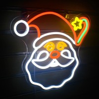 Lucunstar Merry Christmas Neon Sign Santa Led Sign Claus Star Neon Lights Christmas Neon Signs For Wall Decor Usb Powered Switch Light Up Sign For Bedroom Living Room Christmas Party Decortion