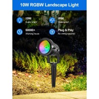 Doreio Christmas Rgbw Outdoor Spotlights For Yard, 10W Color Changing Landscape Lights With Remote 120V Led Landscape Lighting Waterproof Spotlight With Plug Tree Garden Path Decoration (1Pack)