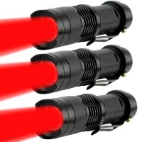 Mviocs Red Light Flashlight, Led Red Light, Red Led Flashlights, Powerful Red Light Flashlight With Clip For Hunting, Astronomy, Night Observation And Outdoor Activities (3 Pieces)