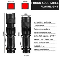 Mviocs Red Light Flashlight, Led Red Light, Red Led Flashlights, Powerful Red Light Flashlight With Clip For Hunting, Astronomy, Night Observation And Outdoor Activities (3 Pieces)