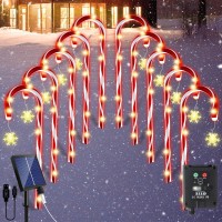 Solar Christmas Candy Cane Lights Christmas Pathway Lights Outdoor Christmas Decorations Outdoor Waterproof And Durable 8 Modes For Garden Lawn Yard Landscape Patio Tree Decor 10 Pack