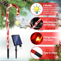 Solar Christmas Candy Cane Lights Christmas Pathway Lights Outdoor Christmas Decorations Outdoor Waterproof And Durable 8 Modes For Garden Lawn Yard Landscape Patio Tree Decor 10 Pack