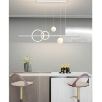 Dzqh-Qin Led Restaurant Chandelier Modern Minimalist Dining Room Light Fixtures Creative Moon Pendant Light Kitchen Island 3000K-6500K For Living Room Bedroom White