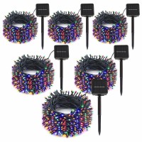 Syouhome 6Pack Solar String Lights 600 Led Extralong 264Ft Solar Christmas Lights Outdoor Waterproof 8 Modes Multicolor Led